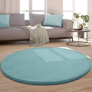 Paco Home - Kinderteppich Rund Kinderzimmer Teppich Baby Spielteppich Flauschig Rutschfest Blau, 80 Cm Rund