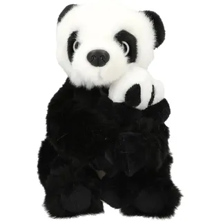 Depesche 12800 TOPModel - Plüschtier Panda Mama und Baby, mit weichem Fell in Schwarz-Weiß und Klettverschluss an den Händen des großen Kuscheltiers