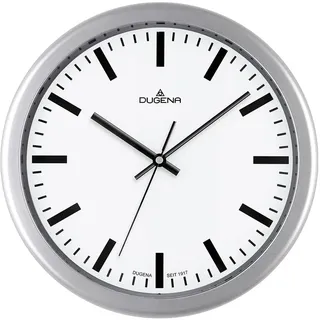 DUGENA 4460646 Wanduhr Uhr lautlos Kunststoff Analog silber - Silber/Weiß/Schwarz
