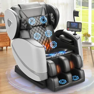 F FURNIMAT Massagesessel Ganzkörper, Zero Gravity Relaxsessel Massagestühle mit Taillen- und Beinheizung, Komfort-Airbags, Fußrollen, 10 Massagerollen, Bluetooth-Lautsprecher, Fernbedienung