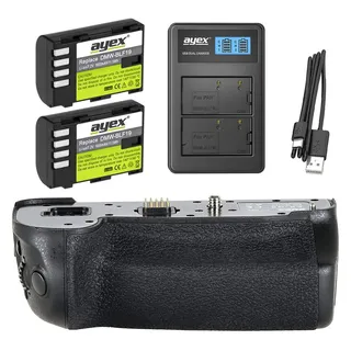 ayex Batteriegriff Kompatibel mit Panasonic Lumix G9 + 2 x DMW-BLF19 Akku + USB Dual Ladegerät ähnlich DMW-BGG9 mit Hochformatauslöser
