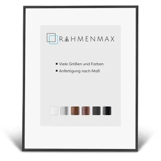 RahmenMax® Iowa Bilderrahmen 42x59,4 cm zum Aufhängen/Bilderrahmen Maßanfertigung möglich/Posterrahmen aus Kunststoff/Bilder Rahmen in Schwarz Matt mit Antireflex Acrylglas/Puzzle Rahmen