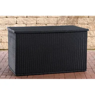 TPFGarden Auflagenbox Comfort 5mm - aus UV-beständigem Polyrattan und Aluminium-Gestell (Aufbewahrungsbox Garten - wasserdichte Gartentruhe, Gartenbox mit 2 hochwertigen Gasliftdämpfer), Maße: Volumen 320 Liter - Außenmaße: (TxBxH): 59 x 129 x 57cm schwarz