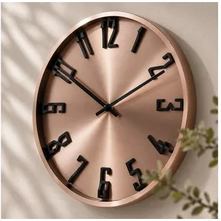 K&L Wall Art Wanduhr Metalluhr modern Aluminium Wanduhren ohne Ticken (Leise Wohnzimmer Wanduhr Kupfer Optik ohne Tick-Geräusche) beige|rosa