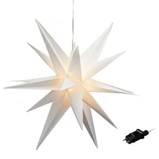 XXL LED Advents Stern warm weiß - 100cm - 3D Weihnachtsstern Fenster Deko zum Hängen für Außen mit Timer - Weiß