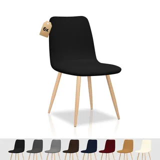 FIGOOO Stuhlhussen 6er Set Strech Stuhlhussen Skandinavisch Universal Abnehmbar Waschbar Schonbezüge Stuhlbezug für Küchenstühle Hotel Bankett(Schwarz,6pcs)