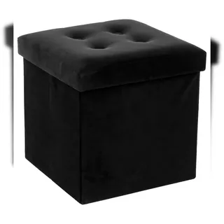 Atmosphera Pouf Lysander Samt Schwarz