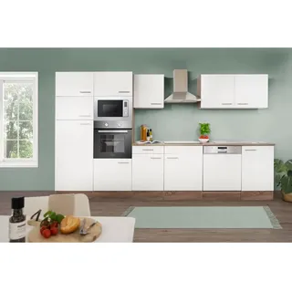 Respekta Küchenzeile Oliver 340 cm E-Geräten weiß seidenglänzend 