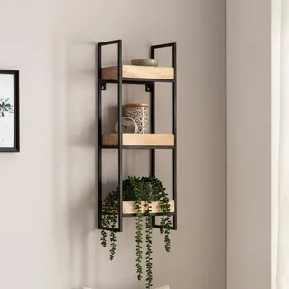 FineBuy Hängeregal 27x77x18 cm Massivholz Metall Regal Industrial