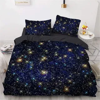 Luowei Bettwäsche 135x200cm 3D Galaxis Sternenhimmel Motiv Bettbezug Set Mikrofaser Kinder Jungen Deckenbezug mit Reißverschluss und 1 Kissenbezug 80x80 cm – (Galaxy 4, 135 x 200 cm)