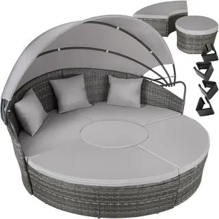 Tectake Lounge Muschel Sonneninsel wetterfest Gartenliege 2 Personen Grau