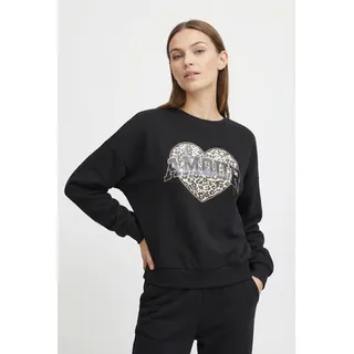 Sweatshirt ONLY "ONLLAUREN L/S LEO O-NECK CC SWT", Damen, Gr. L, schwarz (schwarz print:amour, lau leo), Sweatware, Obermaterial: 60% Baumwolle, 40% Polyester, regular fit hüftlang, Rundhals, Rippbündchen, Sweatshirts Sweatshirt