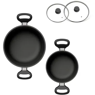 Hoffmann STONIQ Kochtopf Set, Antihaftbeschichtet, PFAS-frei, Induktionsgeeignet, Backofenfest bis 300°C, Topf made in Germany, Kochtopf, Suppentopf (mit Deckel, 20 + 24 cm)