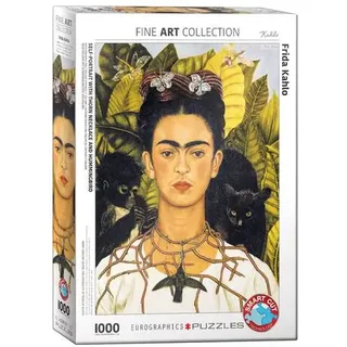 Eurographics Puzzle Selbstbildnis mit Dornenhalsketten und Kolibri von Frida Kahlo, 1000 Teile, 68 x 48 cm, 6000-0802