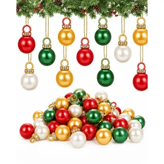 RAVNIX Mini Weihnachtskugeln 200 Stück 20mm – Bunte Kunstharz Christbaumkugeln (Rot/Grün/Gold/Weiß) mit robusten Ösen, sicher auf dünnen Ästen & ideal für DIY Deko