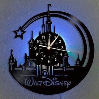 Smotly Vinyl-Wanduhr, Mickey Mouse Vintage Clock LED hängende Nachttischlampe 7 Farbe Wanduhr, Cartoon Uhr Disney-Geschenke Geburtstags-Geschenke handgemachte Hauptwanddekor,A,with Light