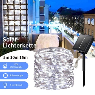 10 M Solar Lichterkette Lichtschlauch LED Lichterkette 8 Lichtmodi Party Garten Innen Außen Deko Weihnachtsbeleuchtung