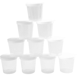 10pcs Medicine Measure Cups Plastic Measuring Cup 30ml with White Lids Cap Clear Container Measuring Jug