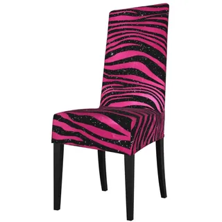 YXDVPALNE Leuchtend rosa und schwarzer Animal-Print,Stuhlhussen Sitzschutz Stretch Esszimmerstuhl Schonbezug Sitzbezug für Stühle