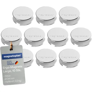Magnetoplan Ergo-Magnete, large, silber, 10 Stück