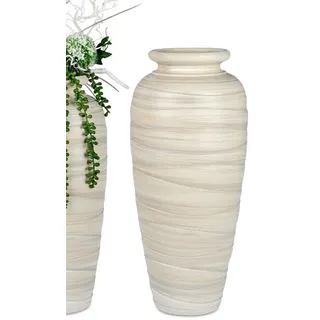 formano Bodenvase RELIEF, 60 cm Höhe, Creme, Streifenmuster, H: 60cm