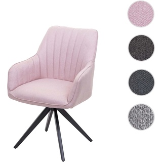 Esszimmerstuhl HWC-H73, KÃ1⁄4chenstuhl Stuhl Armlehnstuhl, Retro Stahl Stoff/Textil ~ rosa