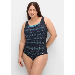 sheego Damen Große Größen Badeanzug mit Ethnoprint und Shape-Effekt Aqua - 110C