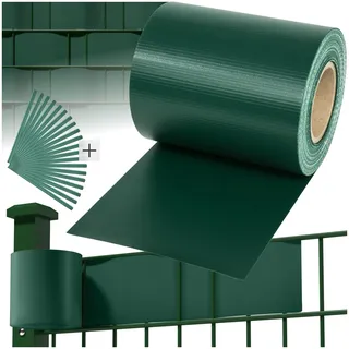 tectake® Sichtschutzfolie, Sichtschutzstreifen mit Befestigungsclips, Windschutz, Sonnenschutz, Sichtschutzmatte für Balkon, Garten, Terrasse, für Stabmattenzaun und Zaunelemente - 70 m, grün