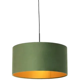 QAZQA Hängelampe 1-flg. 50 cm rund Grün/Gold