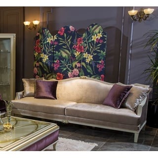 Casa Padrino Luxus Barock Sofa Rosa / Weiß / Gold 239 x 83 x H. 93 cm - Edles Wohnzimmer Sofa mit dekorativen Kissen - Barock Wohnzimmer Möbel