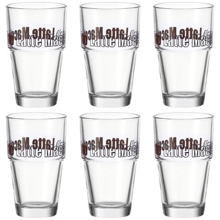 LEONARDO HOME Solo Latte-Macchiato Glas, Glas-Becher mit Aufdruck, spülmaschinengeeignete Kaffee-Gläser, 6er Set, 410 ml, 043399