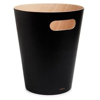 Umbra Papierkorb Woodrow Can, 082780-045, schwarz, rund, aus Holz, 7,5 Liter
