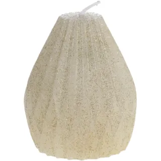 Chic Antique Stumpenkerze Diamant mit Glitzer, H9/Ø8 cm creme