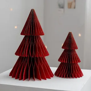 Papier Weihnachtsbaum Tannenbaum Papier Tischdekoration Weihnachtsdekoration Winter Ornamente Tannenbaum Weihnachtsbaum Weihnachten Dekoration Tischdeko (Rot)
