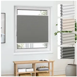 jalousiescout Wabenplissee Pure 55x90cm Grau Thermo Ohne Bohren Wärmeschutz/Hitzeschutz, verdunkelnd, ohne Bohren, klemmen, Klemmfix, Thermo Plissee Sonnen-, Sicht- und Hitzeschutz, für Fenster und Tür grau 55 cm x 90 cm