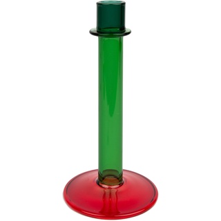 Großer Kerzenhalter aus Glas, Moderne Tischdekoration, Verwendung als Heimdekoration, Strumpffüller, Wichteln, Größe: 19 cm, Grün und Rot