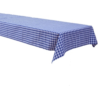 Biertisch Tischdecke 120x270 cm Karo 1x1 cm Blau Baumwolle (Pflegeleicht, Bei 60° waschbar, Trocknergeeignet, Wiederverwendbar, Gewebtes Karomuster)