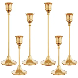 6 Stück Kerzenständer, Kerzenständer Stabkerzen, Kerzenständer Metall, Stabkerzenhalter, Candle Holder, 16/19/22 cm, für Hochzeit Abendessen Esstisch Valentinstag Geburtstag Weihnachten