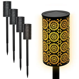 Spetebo Gartenfackel LED orange 49 x 7 cm 4er Set mit realistischem Flammeneffekt