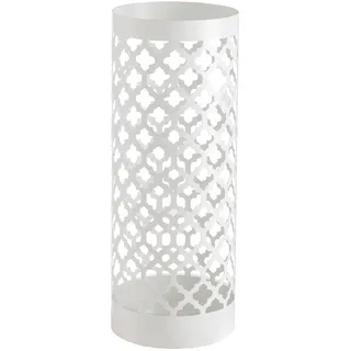 Baroni Home Moderner Schirmständer aus Metall Classic weiß mit 2 Haken und abnehmbarem Abtropfschale, 19 x 19 x 49 cm (weiß)