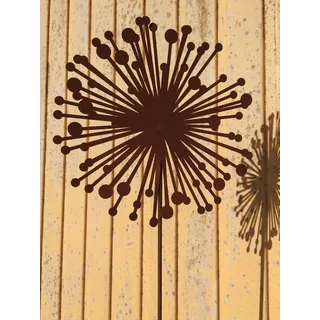 STEINFIGURENWELT GIEBEN Blume Pusteblume Pflanze 30cm + Stab Edelrost Rost Gartenstecker rostige Gartendekoration