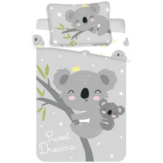 COFI 1453 Kinderbettwäsche – Bettbezug 100x135 cm & Kissenbezug 40x60 cm grau