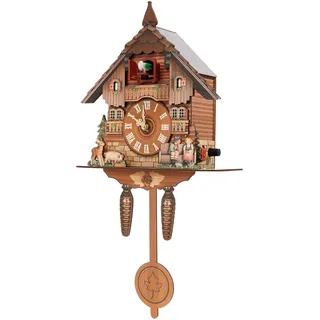 TouTToNG Kuckucksuhr Wanduhr Retro Schwarzwälder Pendeluhr Bauernuhr für Wohnzimmer Schlafzimmer Küche Restaurant Dekoration mit Vogelstimme