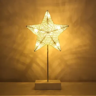 Sternförmige, 40 Cm Große Dekorative Schreibtischlampe Mit Led-stern, Batteriebetrieben, Nachttischlampe