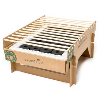 CasusGrill Biologisch Abbaubarer Einweg-Grill: Tragbarer Mini-Grill Aus Natürlichen Materialien - Einfach Aufzubauen, Keine Feuerzeugflüssigkeit Erforderlich