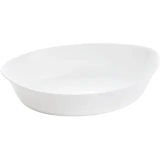 Luminarc 06973 Auflaufbräter oval Smart Cuisine 32 cm Backform Backblech Backoffen Hartglas Glasbräter Mikrowellen-Spülmaschinenfest weiß glatt modern, Glas