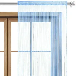 Wometo Fadenvorhang Stangendurchzug 90 x 245 cm Blau