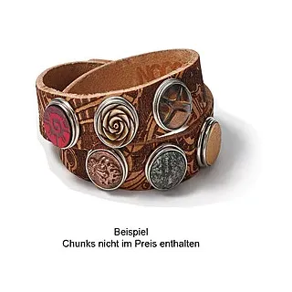 Noosa Lederarmband doppelt skinny tatu natural braun, 6 Ösen Ohne Chunks