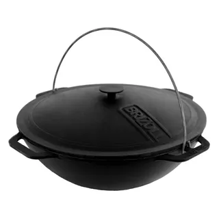BRIZOLL Gusseisen Usbekischer Kasan Dutch Oven Topf mit Deckel 6.3qt. (6L) Asiatischer Kessel Camping Wok Kochen Küche