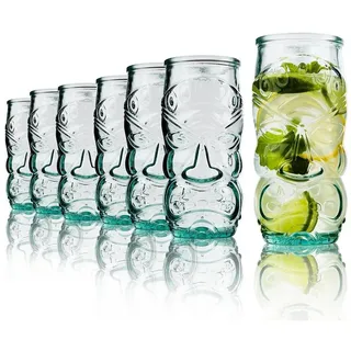 BigDean Cocktailglas 8 Trinkgläser im Tiki Look 550ml Longdrinkglas 100% Recycling, Glas weiß